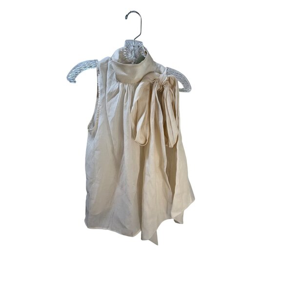 H&M Womens Sleeveless Bow Detail Top Cream Size S - Picture 1 of 10